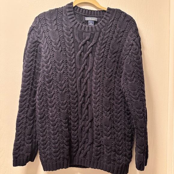 Lands' End Sweaters - VTG Lands' End Navy Cable Knit Sweater - Sz L